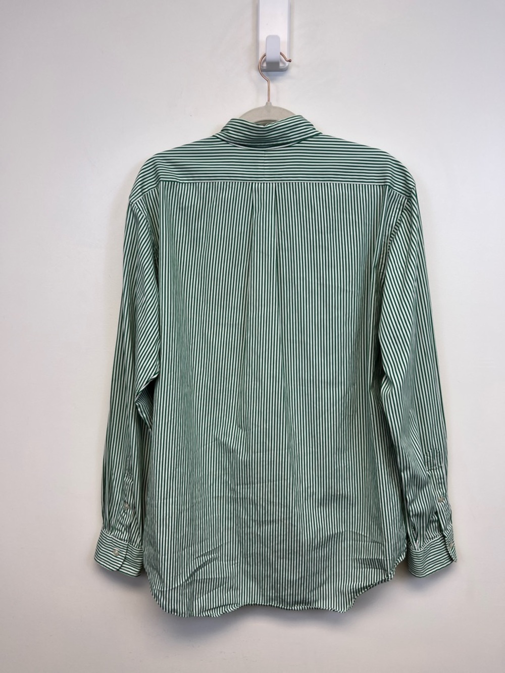 Ralph Lauren Blue Label Green White Vertical Striped Button-Down Shirt Size L - Picture 9 of 11